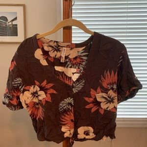 RVCA crop top brown/gray floral